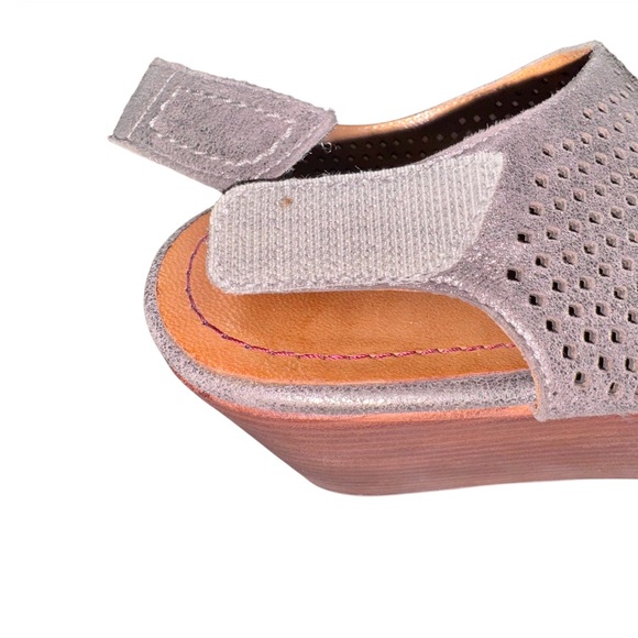 TRASK DESIGNER metallic pewter leather wedges women’s shoes size 6 - Picture 15 of 15